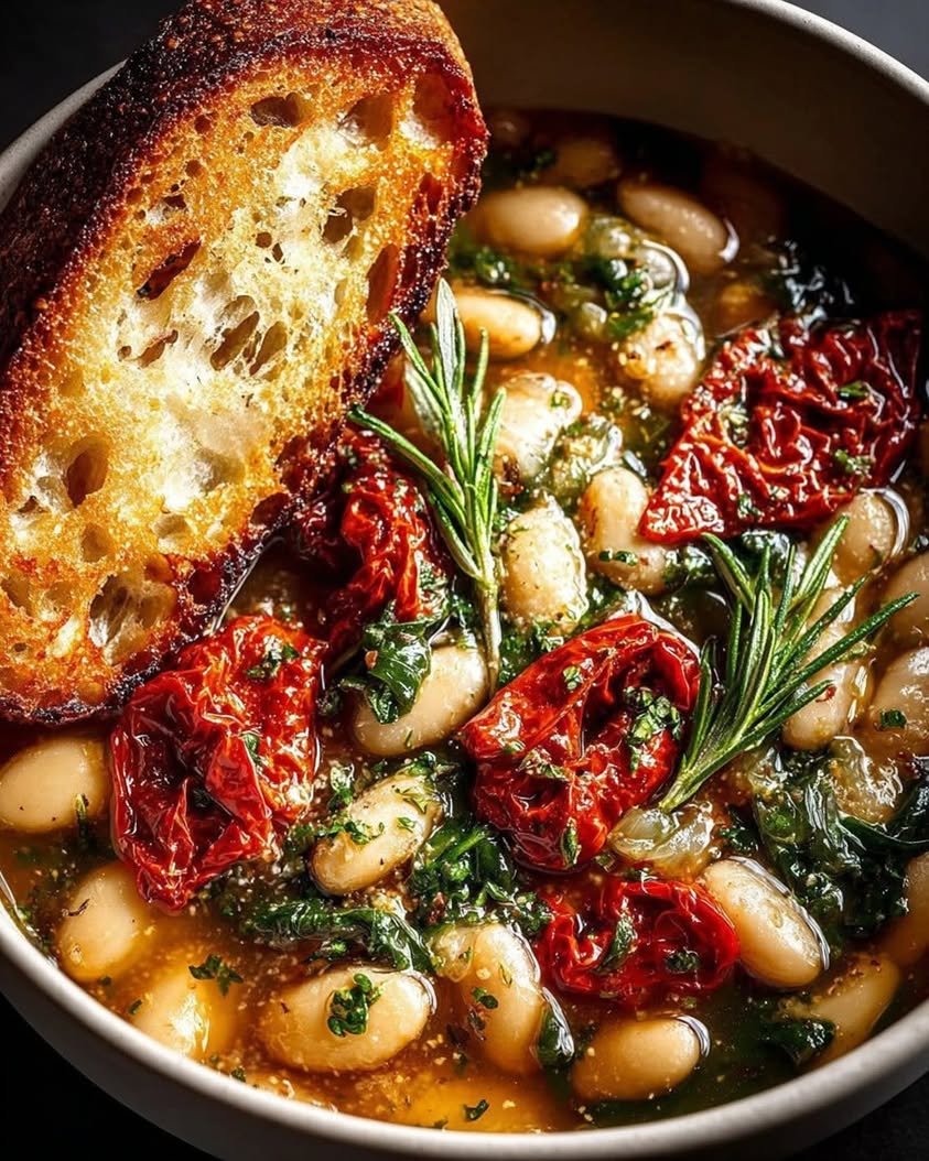 smoky white bean soup garlic herbs