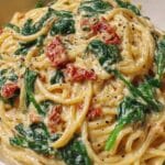 spaghetti spinach sun dried tomato cream 1