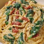 spaghetti spinach sun dried tomato cream 2