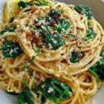 spaghetti with garlic spinach 1