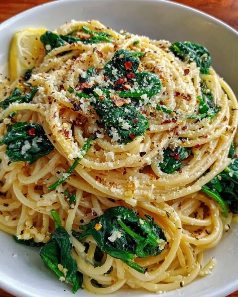spaghetti with garlic spinach 1
