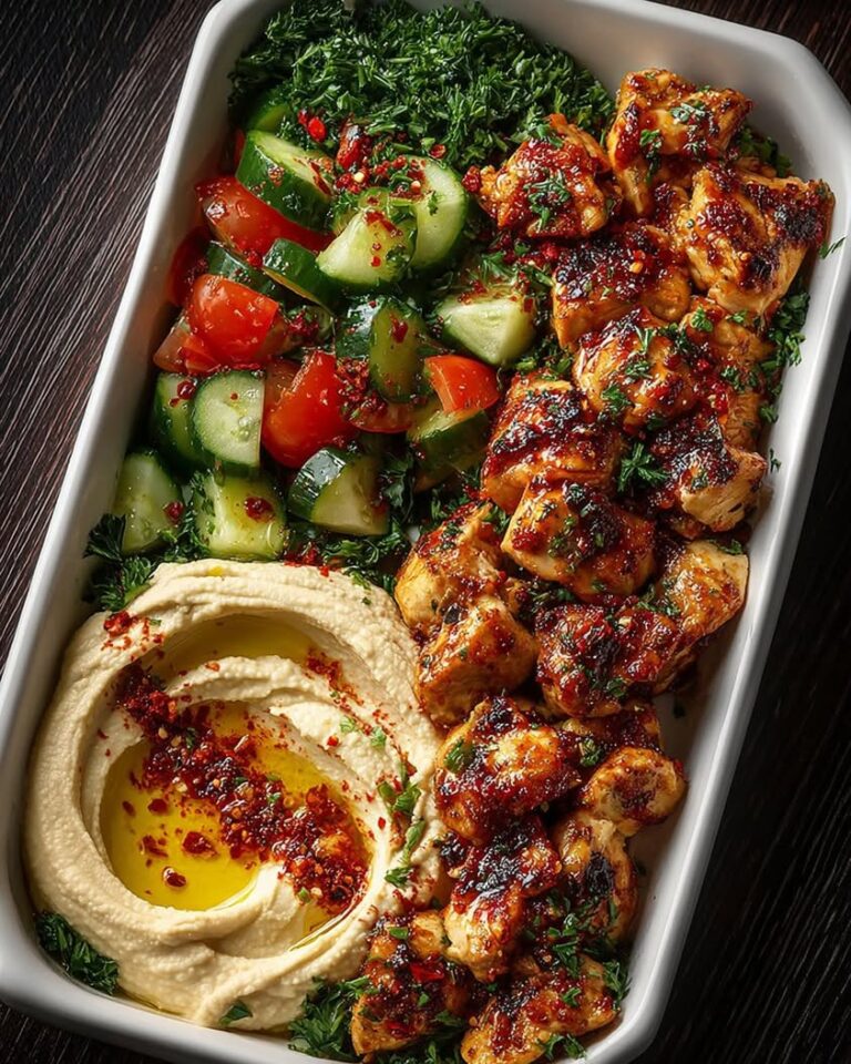 spicy garlic chicken hummus bowl 1