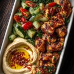 spicy garlic chicken hummus bowl