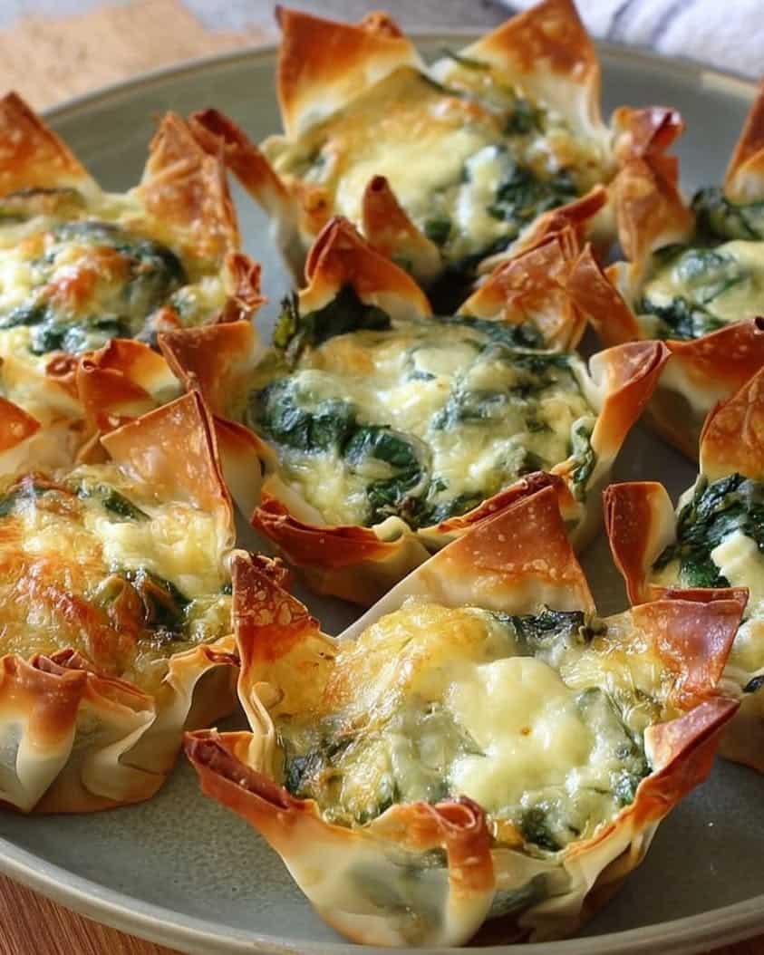 spinach artichoke wonton cups 1