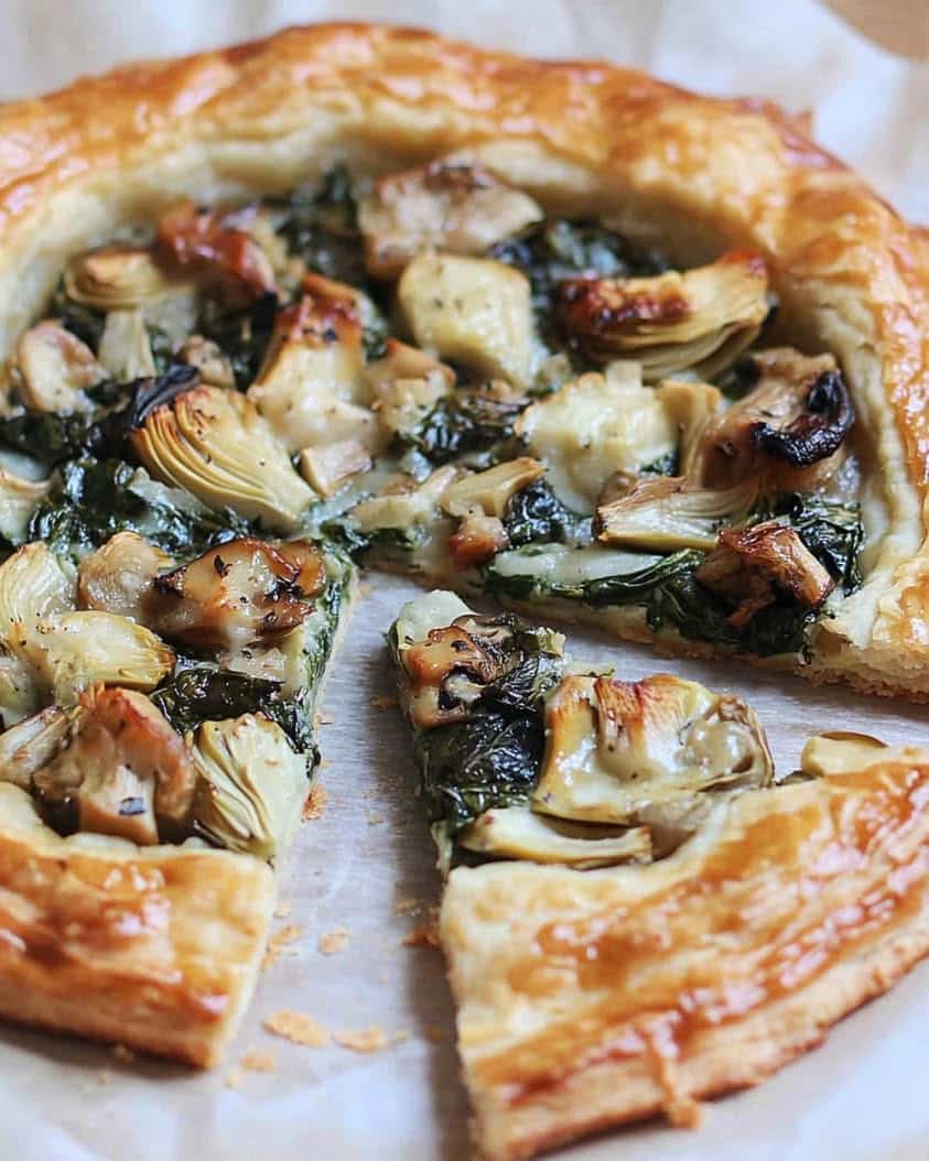 spinach mushroom artichoke galette