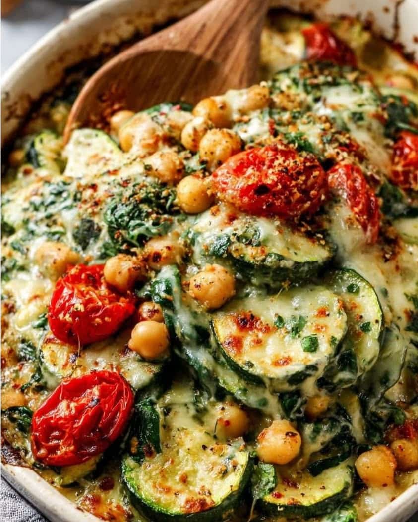spinach zucchini chickpea bake