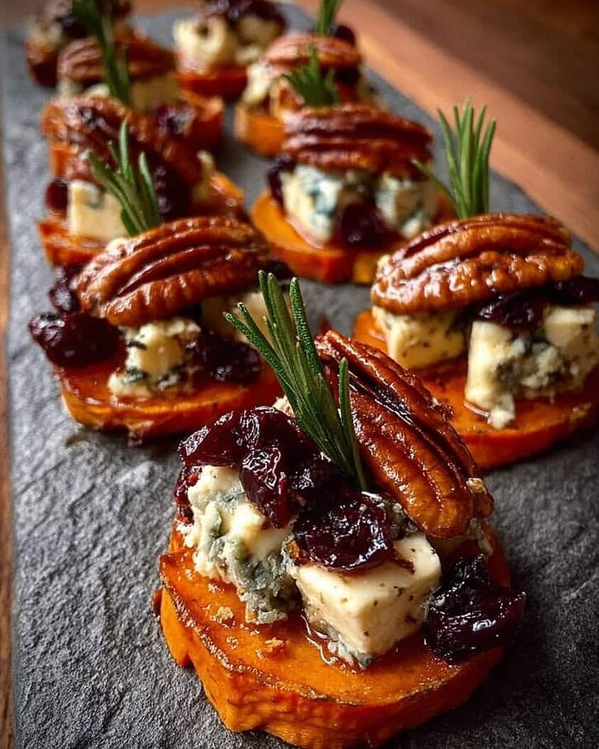 sweet potato rounds blue cheese