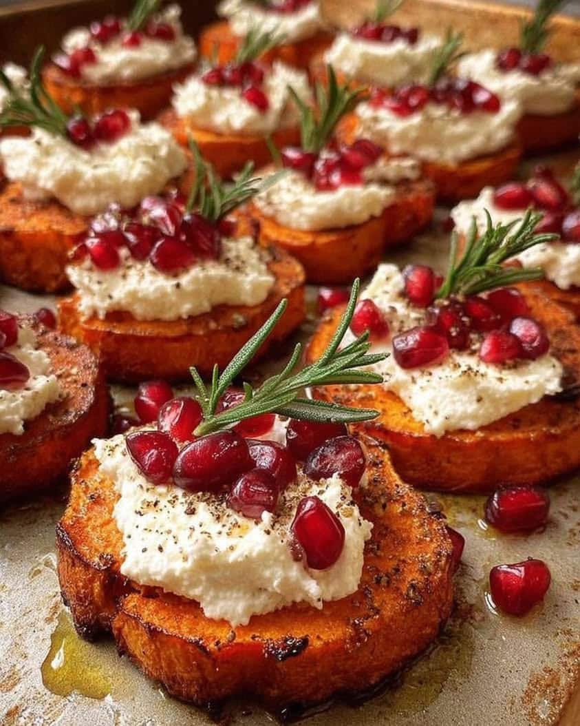 sweet potato rounds whipped goat cheese