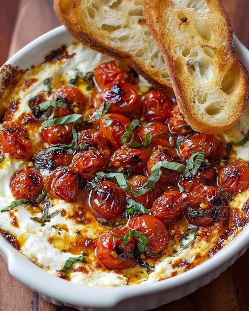 three cheese tomato bruschetta dip