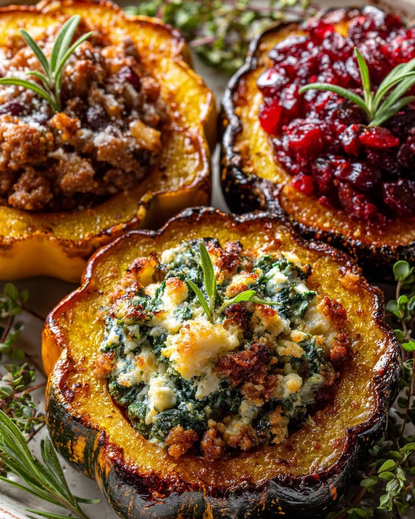 trio stuffed acorn squash rings