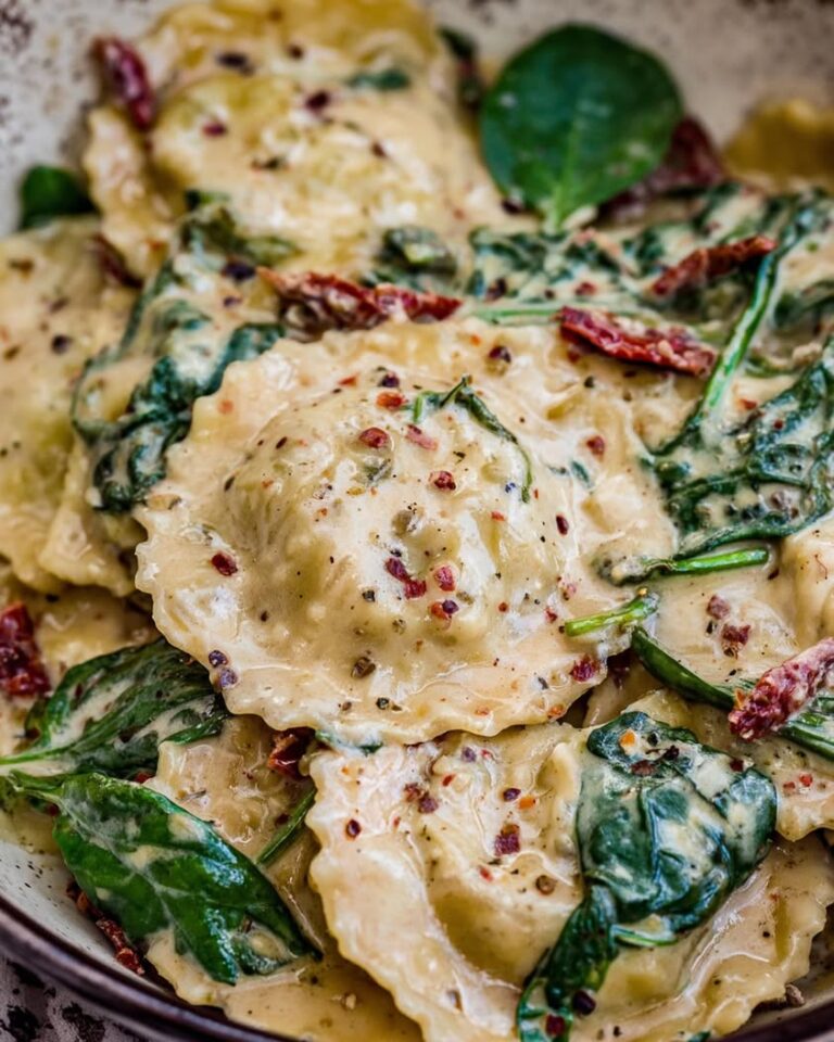 tuscan creamy ravioli spinach tomatoes 1
