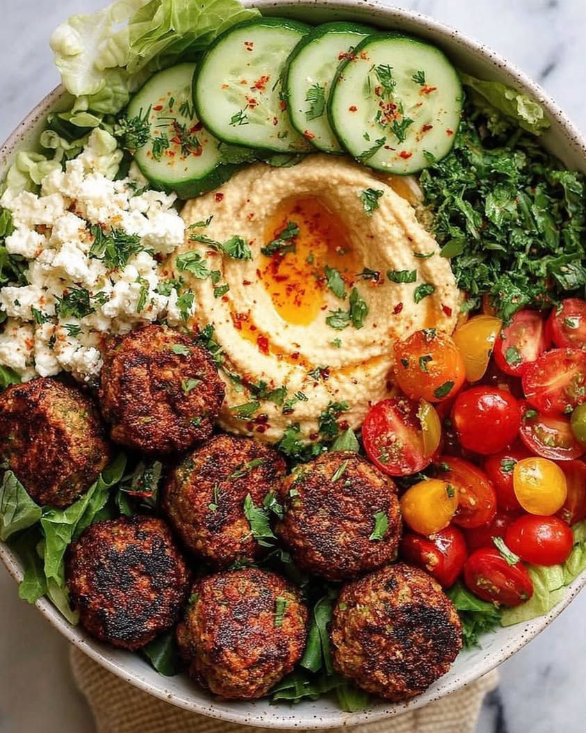ultimate falafel bowl hummus feta