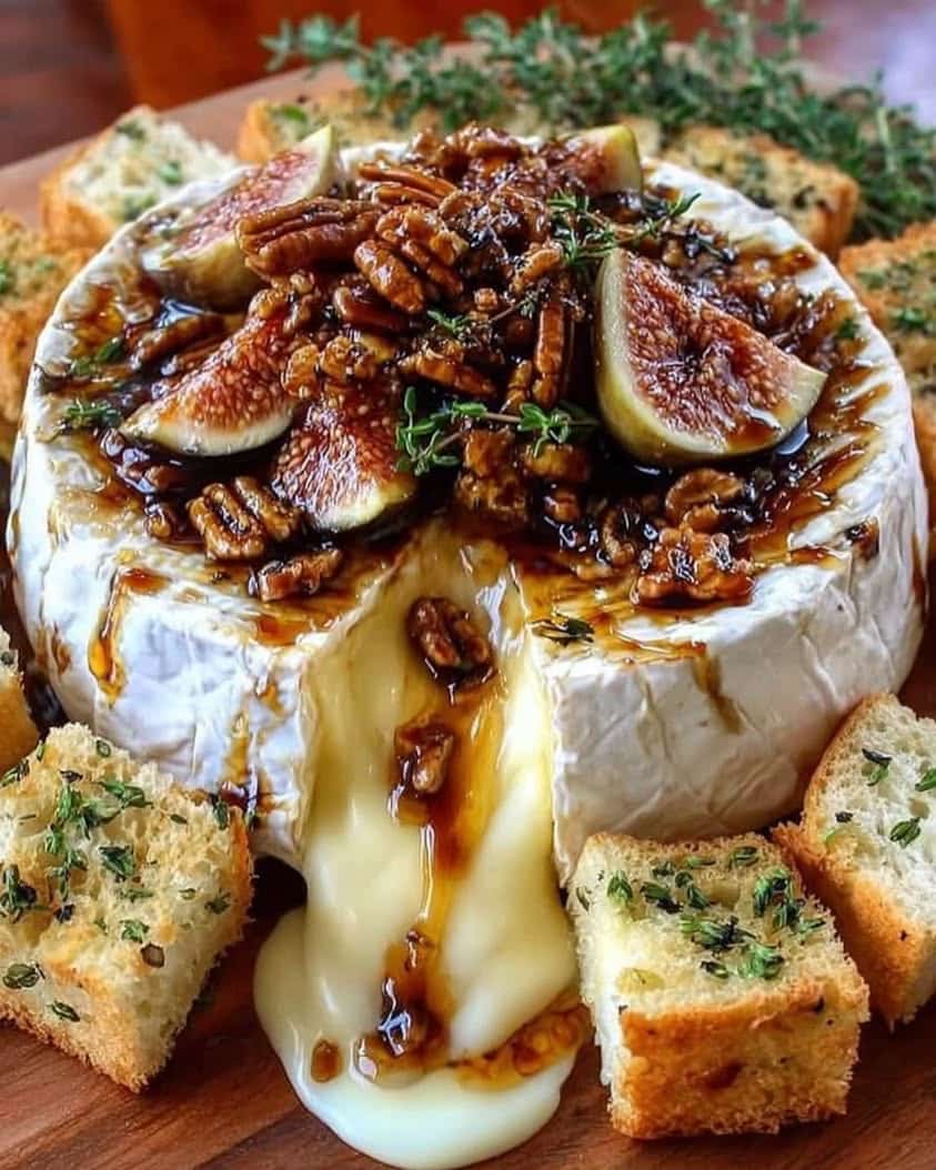 warm baked brie figs pecans 1