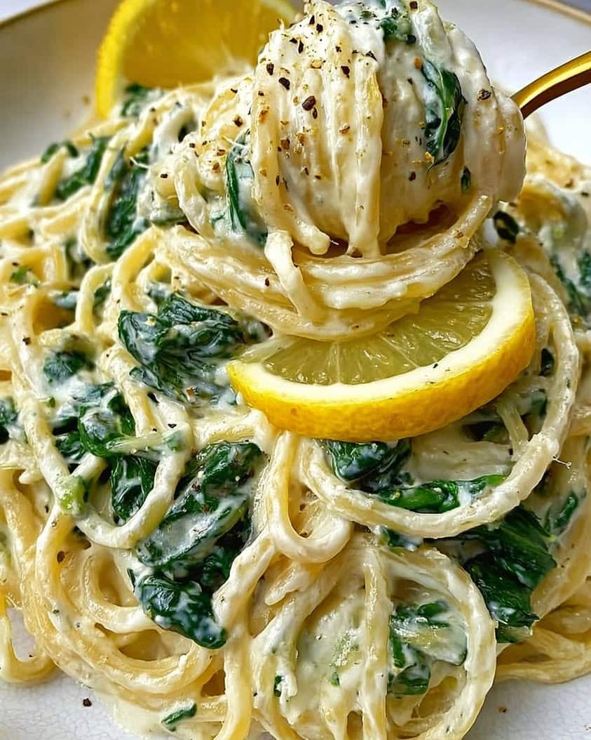 zesty lemon ricotta spinach pasta 1