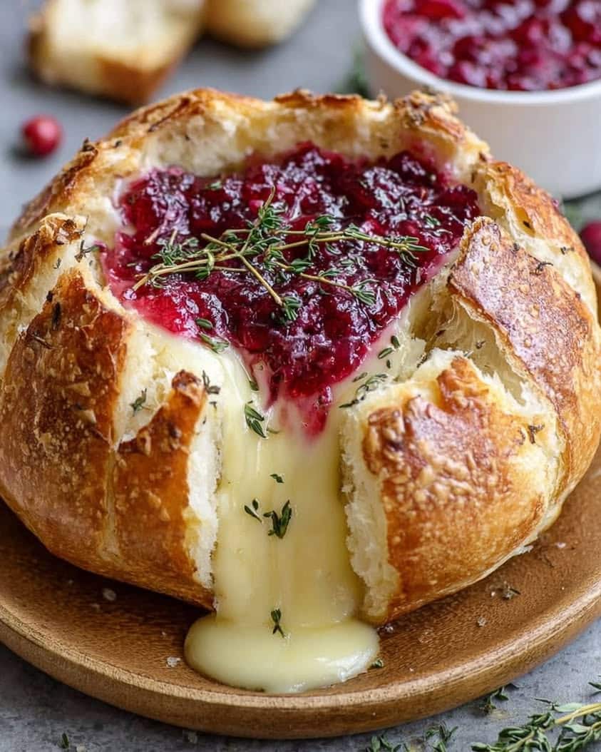 baked brie bread bowl cranberry