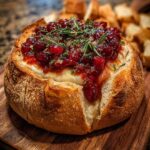 baked cranberry brie bread bowl