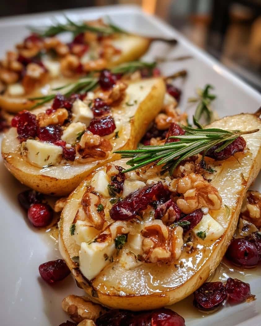 baked pears brie walnuts cranberries