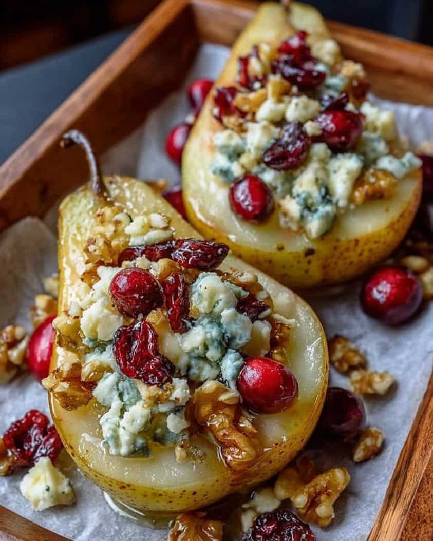 baked pears cranberries honey walnuts 1