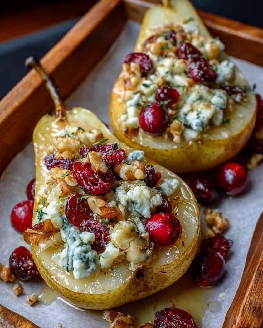 baked pears cranberries honey walnuts