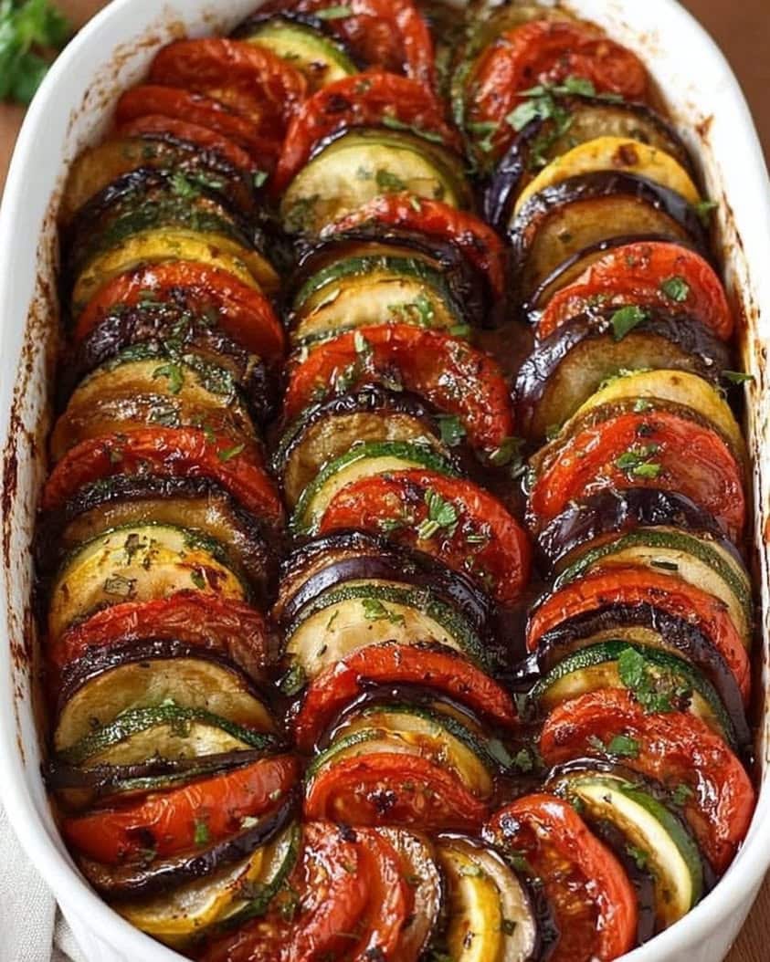 baked ratatouille tomatoes zucchini eggplant 1