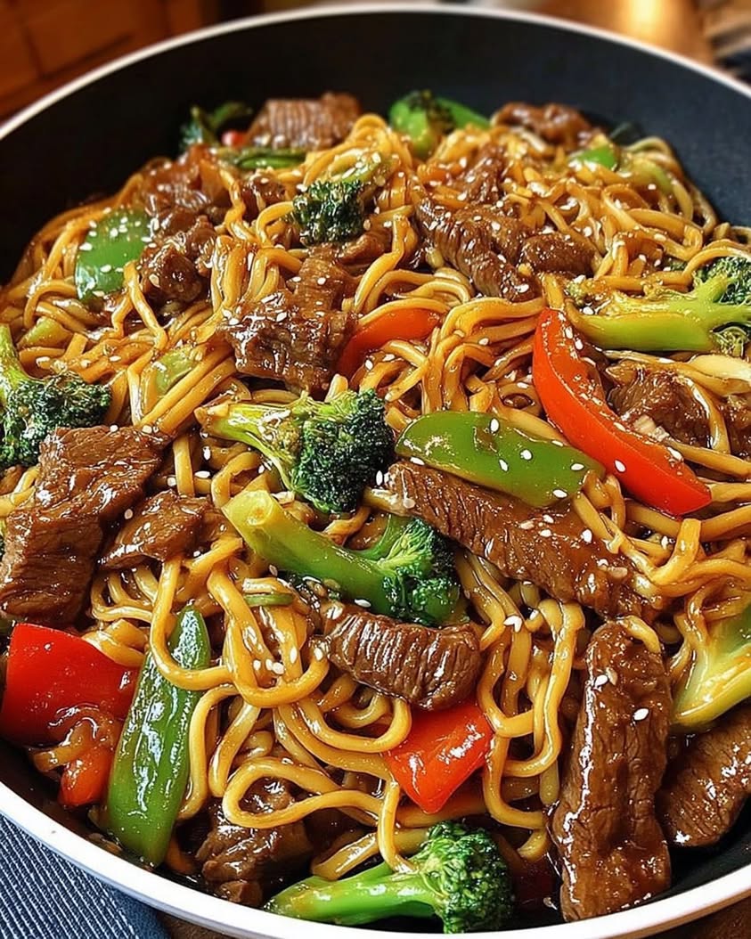 beef stir fry noodles sticky sauce