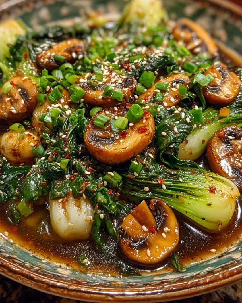 bok choy mushrooms savory sauce