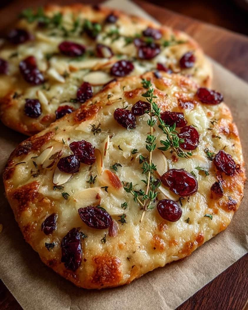 brie cranberry holiday flatbread
