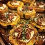caramelized acorn squash brie pecans