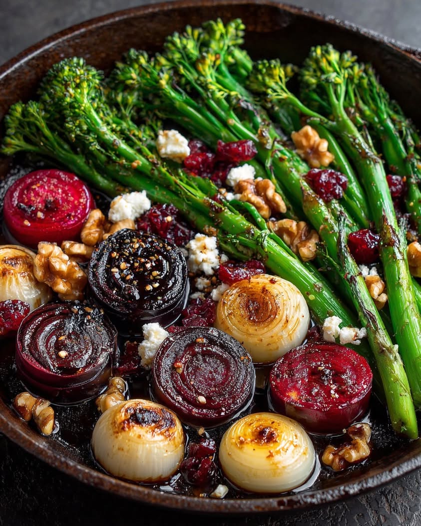 caramelized broccolini beets goat cheese
