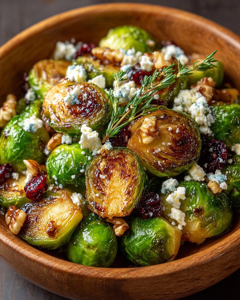 caramelized brussels sprouts feta walnuts