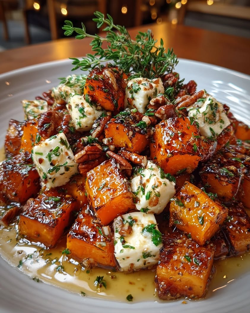 caramelized butternut squash brie pecans