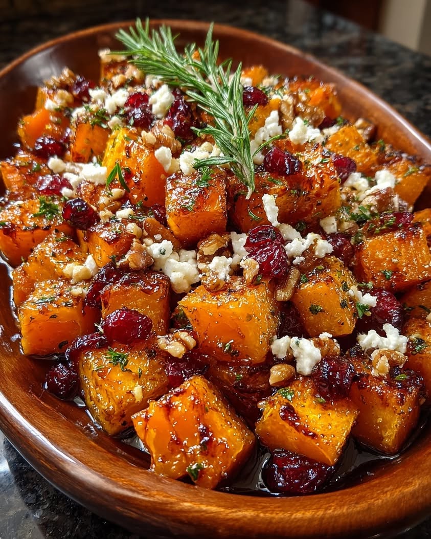 caramelized butternut squash feta walnuts