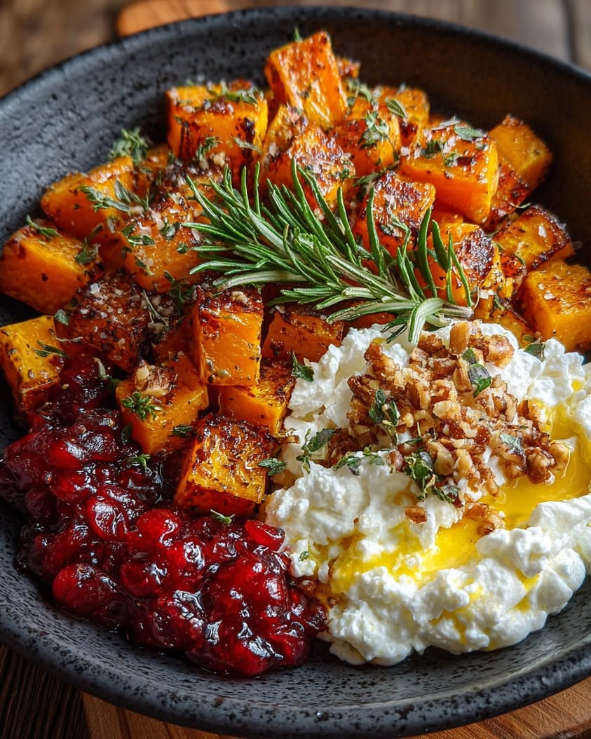 caramelized butternut squash ricotta cranberry