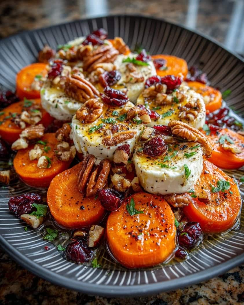 caramelized carrot rounds brie cranberry