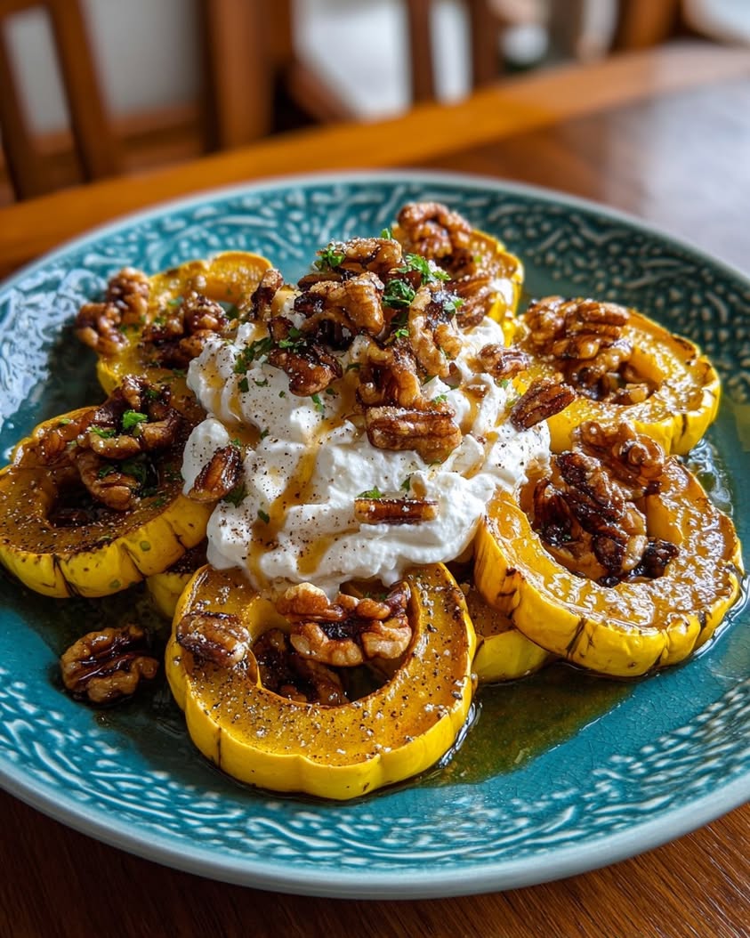 caramelized delicata squash whipped feta