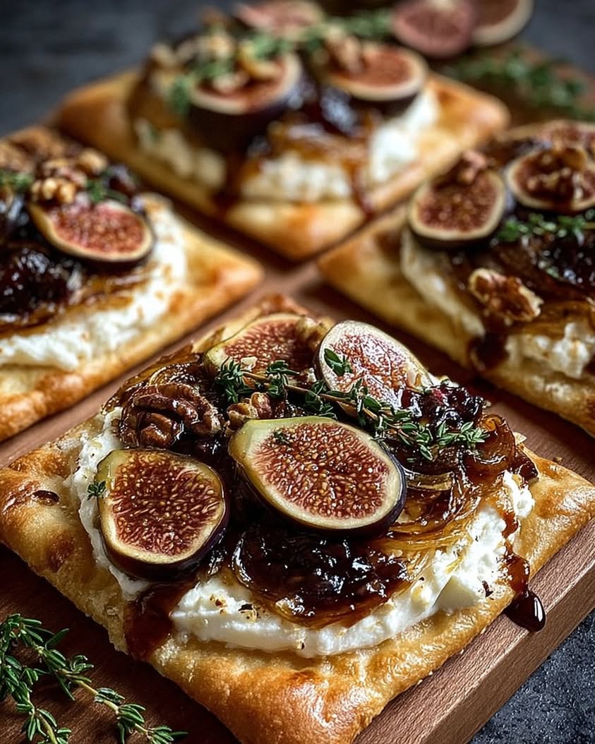 caramelized fig ricotta flatbread
