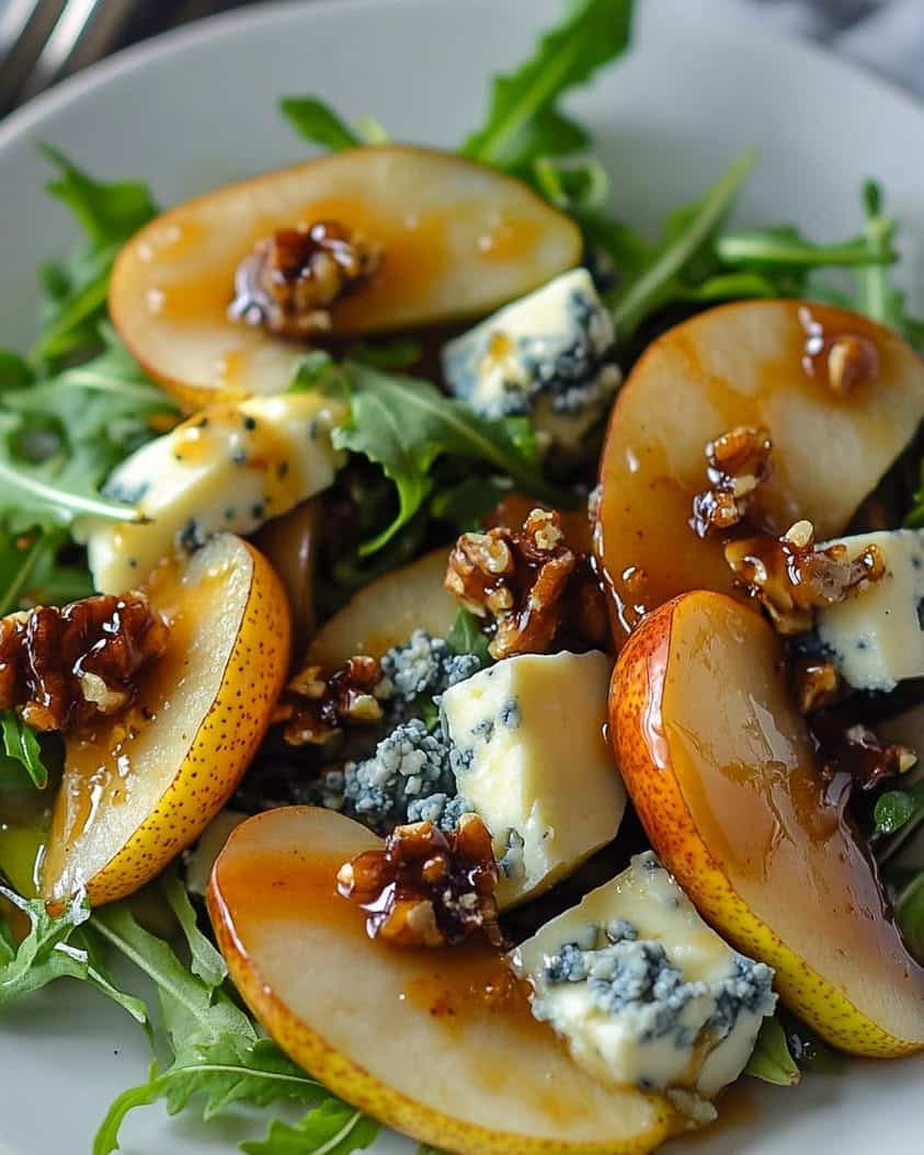caramelized pear blue cheese salad