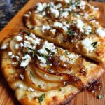 caramelized pear feta flatbread