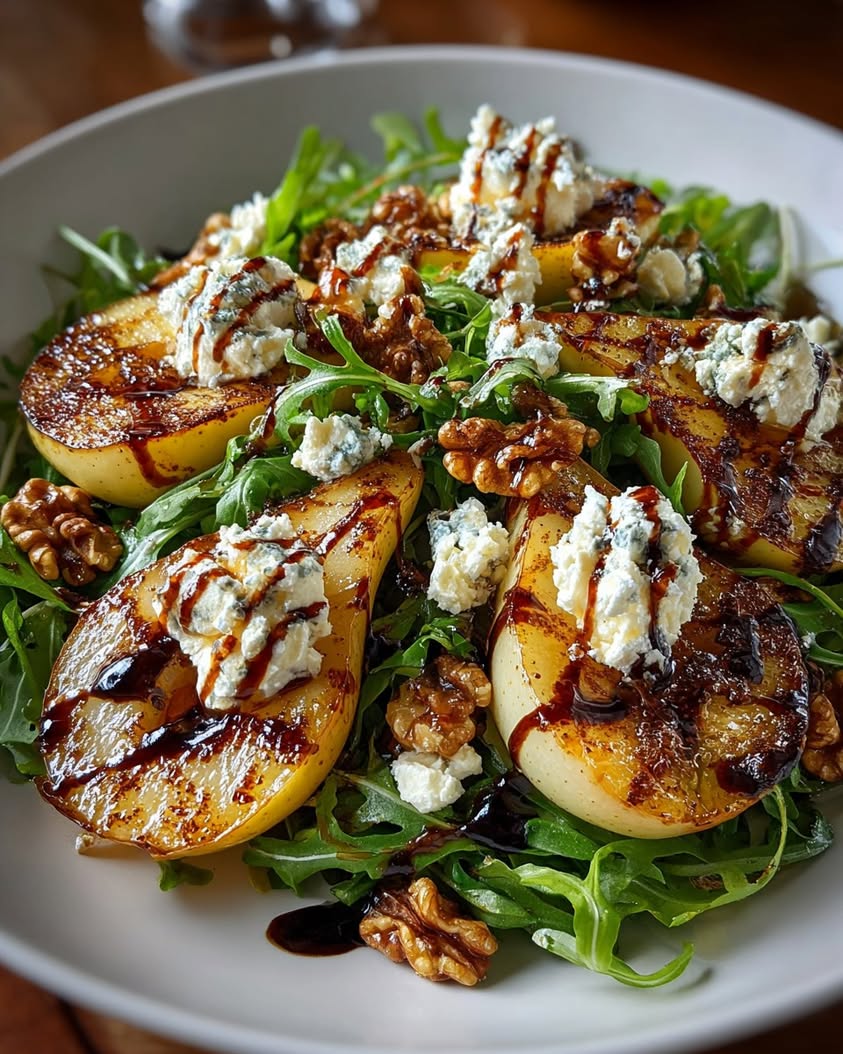 caramelized pear ricotta arugula salad