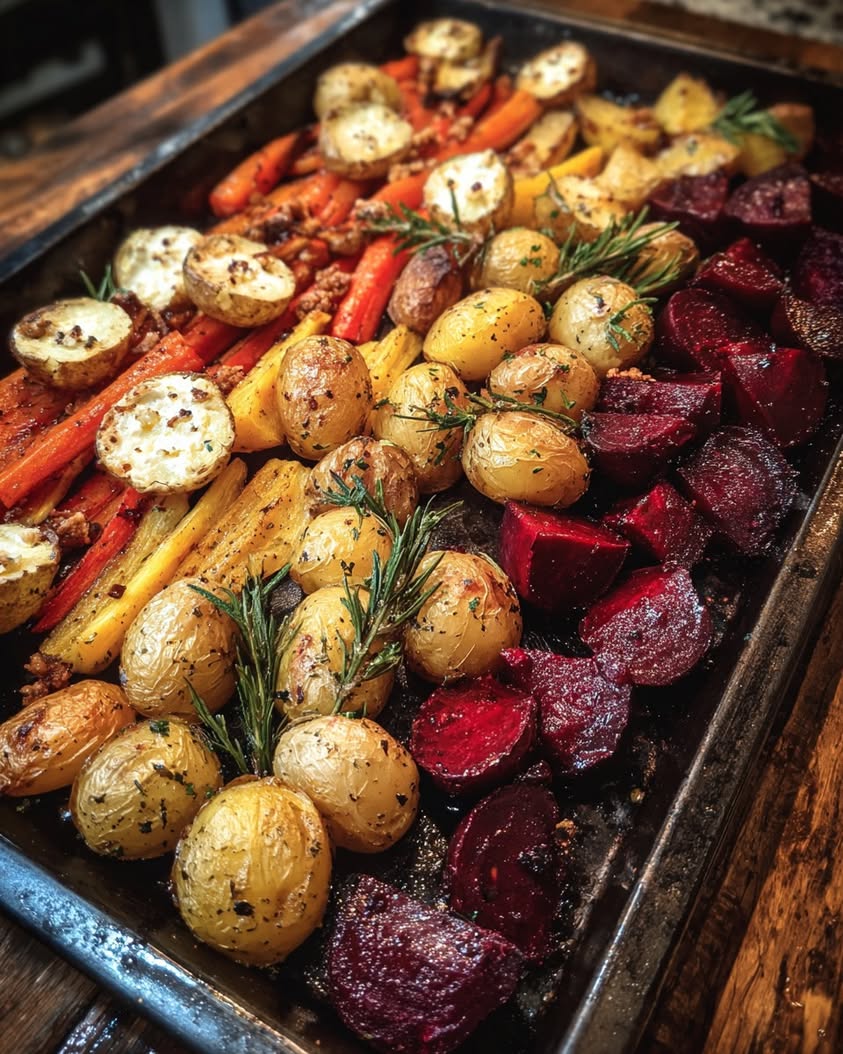 caramelized potatoes parsnips beets glaze