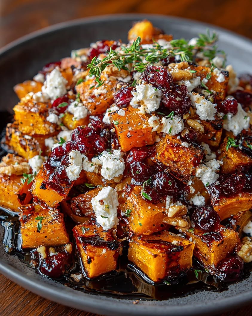 caramelized pumpkin feta walnut glaze