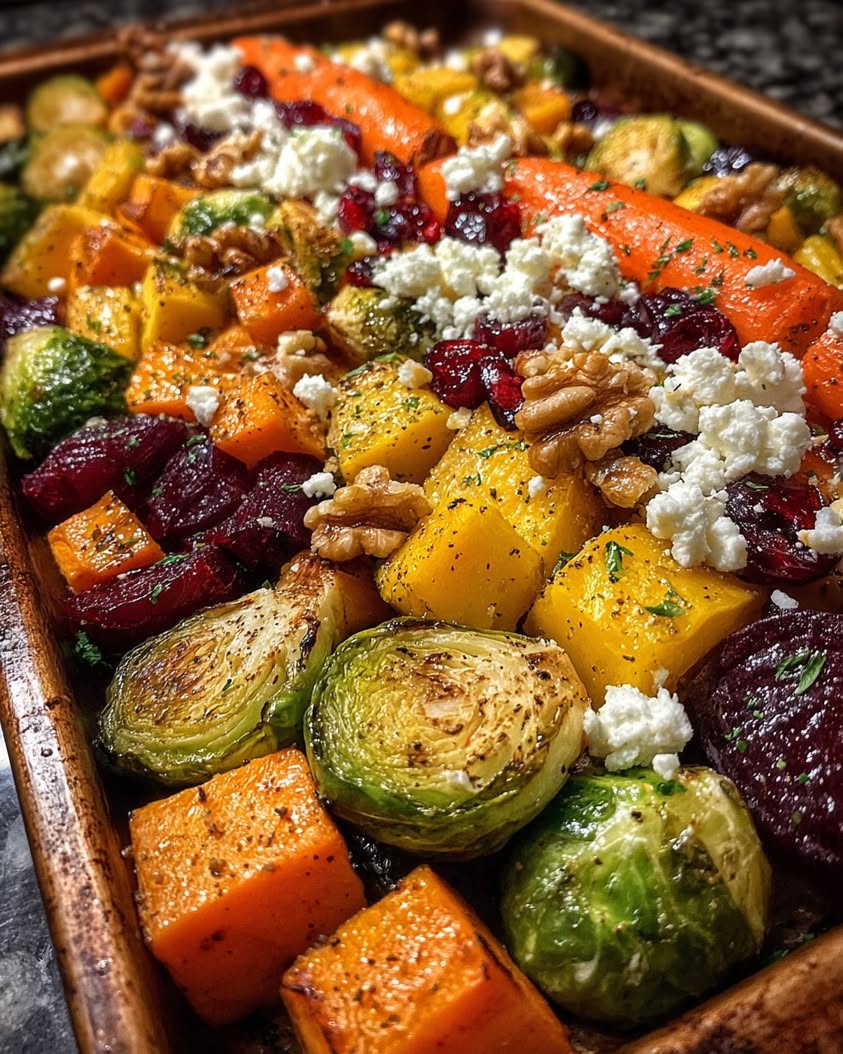 caramelized roasted vegetables feta walnuts 1