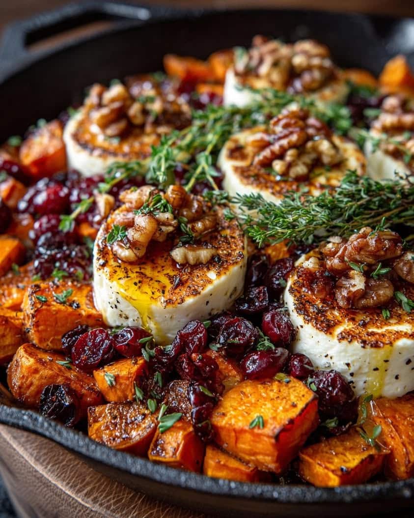 caramelized sweet potato brie cranberry