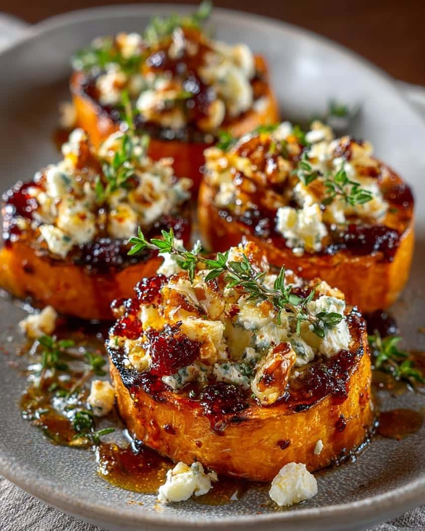 caramelized sweet potato goat cheese walnuts