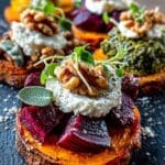 caramelized sweet potato rounds burrata