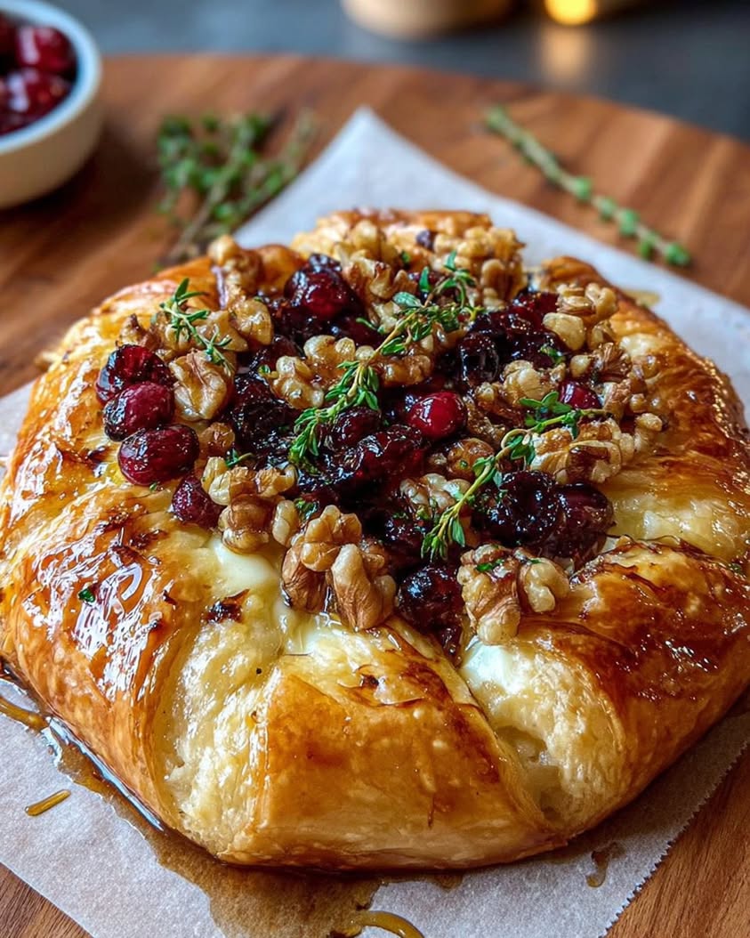 cheesy brie cranberry walnut tart