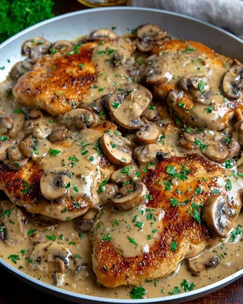 chicken mushroom skillet creamy asiago