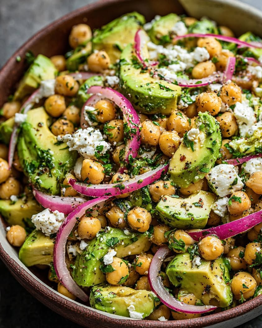 chickpea feta avocado salad