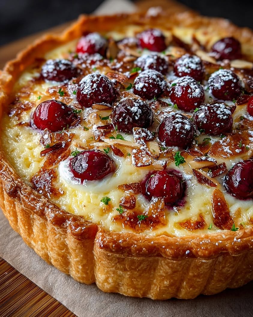 cranberry almond ricotta tart