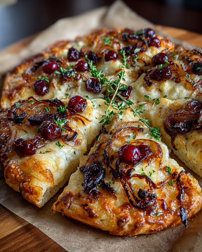 cranberry brie pizza caramelized onions